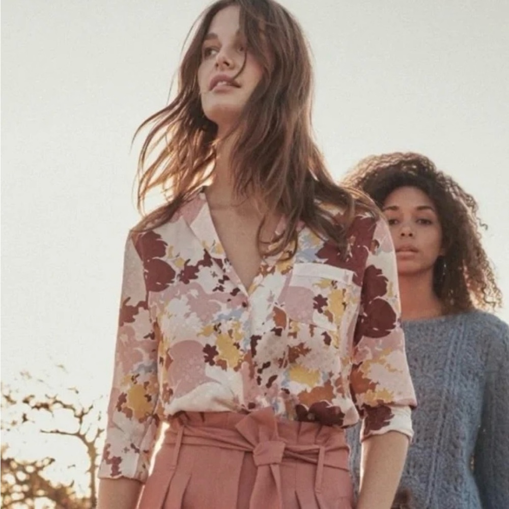 Sezane Florence Shirt 36 Silk Blouse View 2